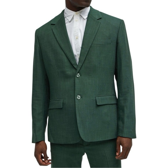 Nova Men Other - Nova Men Shepton Solid Green Textured Two-Button Blazer Jacket Medium
